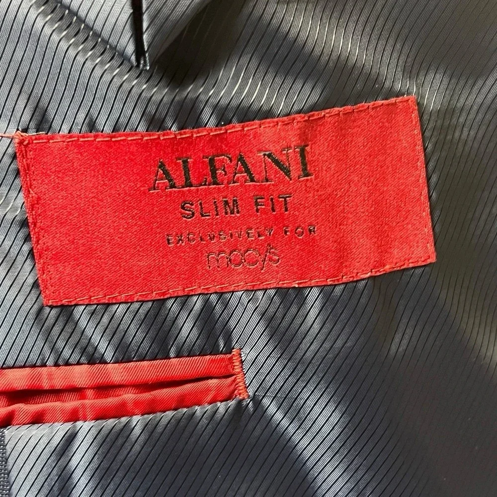 Alfani Slim Fit Blazer 42L Blue Gray Business Casual‎ Sport Coat Men Suit Jacket